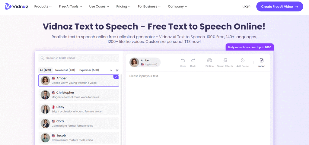 Vidnoz Text to Speech